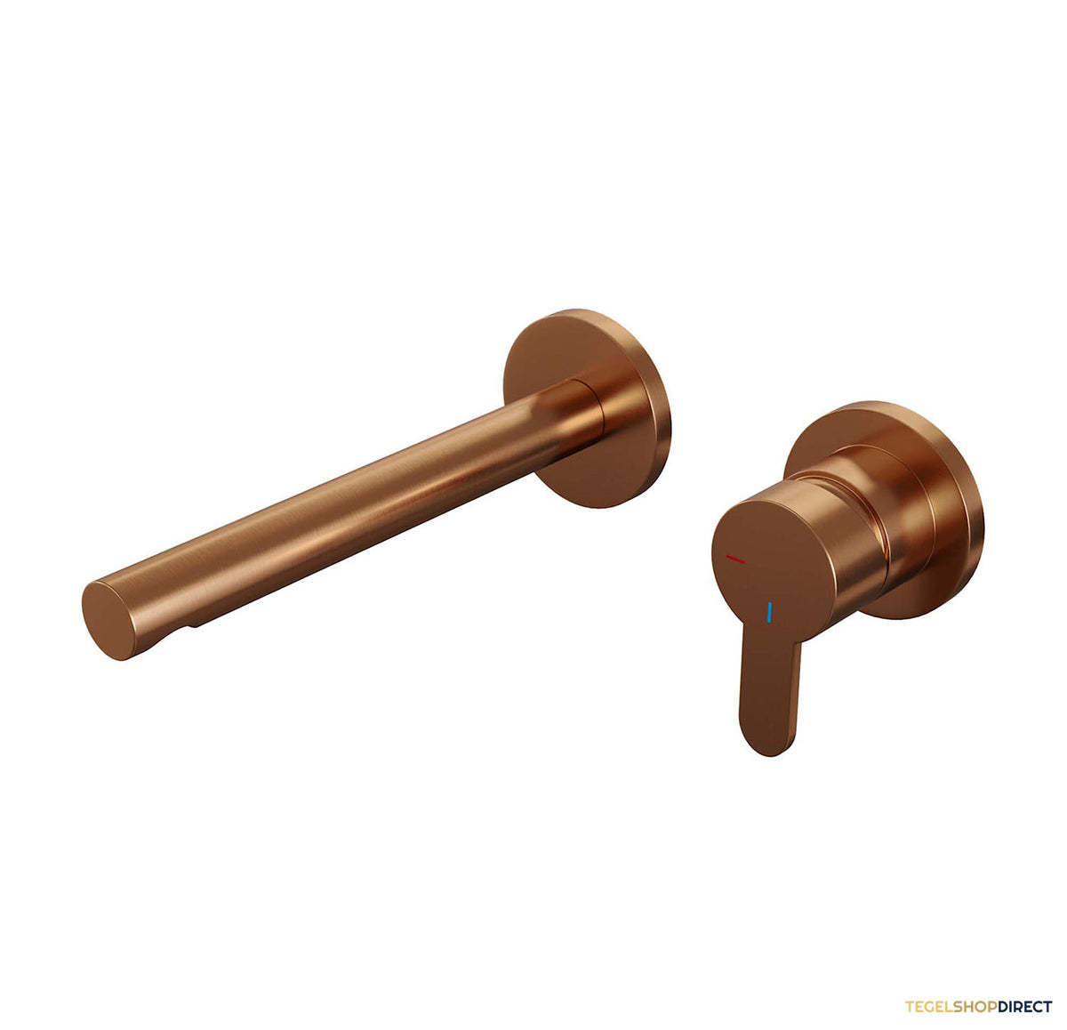 Inbouw Wastafelmengkraan Brauer Copper Edition Coldstart Rechte Uitloop Korte Platte Hendel Rechts Geborsteld Koper PVD Met Rozetten