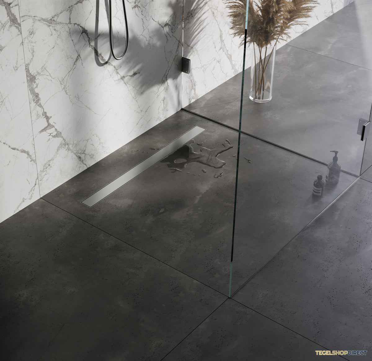 Douchegoot Brauer Zero RVS Inclusief Vloerflens 90x7 cm Tegelinlegrooster Omkeerbaar – afbeelding 2