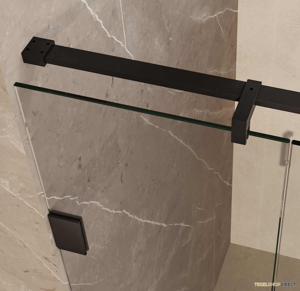 BRAUER Void nisdeur 2-delig helder glas 140x200 omkeerbaar met draaideur 70 aan muur incl. glascoating mat zwart – afbeelding 4
