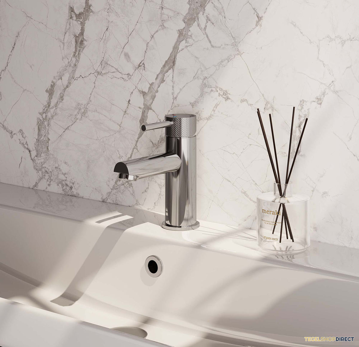 Wastafelmengkraan Brauer Chrome Carving Coldstart Opbouw Laag Ronde Hendel Chroom – afbeelding 2