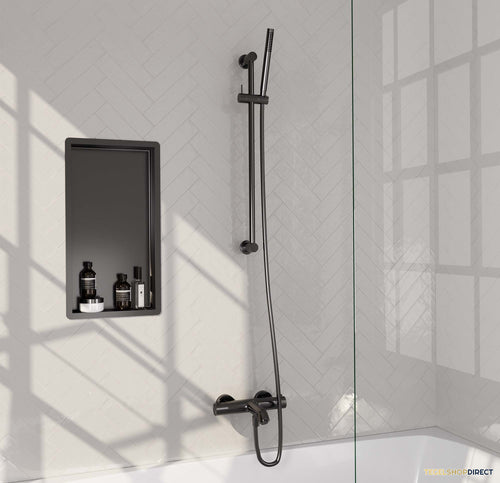 Opbouwset Bad- en Douchekraan Brauer Gunmetal Carving Thermostatisch Met Glijstang Geborsteld Gunmetal