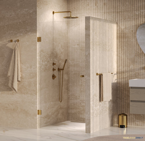 BRAUER Void Carving nisdeur helder glas 90x200 omkeerbaar incl. glascoating PVD goud geborsteld