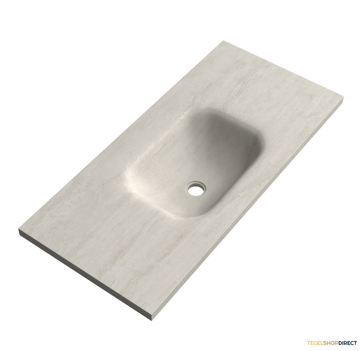 BRAUER Dune Medium wastafel 100 cm met 1 wasbak en 0 kraangaten Sintered Stone Ivory Travertin – afbeelding 4