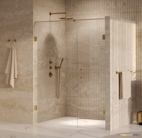 BRAUER Void nisdeur 2-delig helder glas 150x200 omkeerbaar met draaideur 70 aan muur incl. glascoating PVD goud