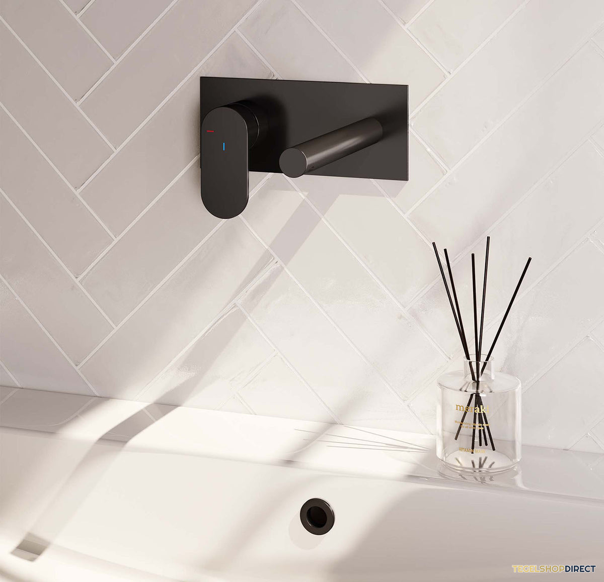 Inbouw Wastafelmengkraan Brauer Black Edition Coldstart Rechte Uitloop Platte Hendel Links Mat Zwart Met Afdekplaat – afbeelding 2