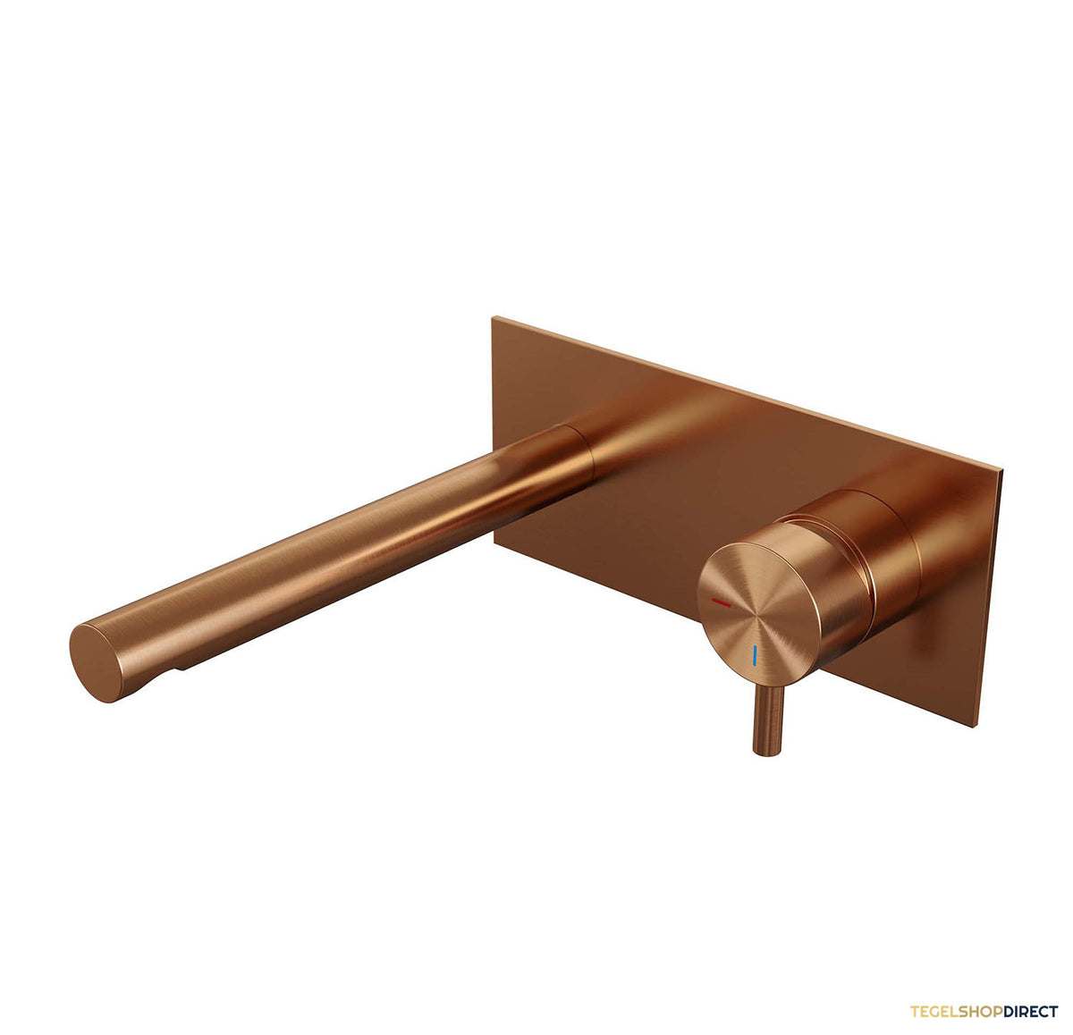 Inbouw Wastafelmengkraan Brauer Copper Edition Coldstart Rechte Uitloop Korte Ronde Hendel Rechts Geborsteld Koper PVD Met Afdekplaat