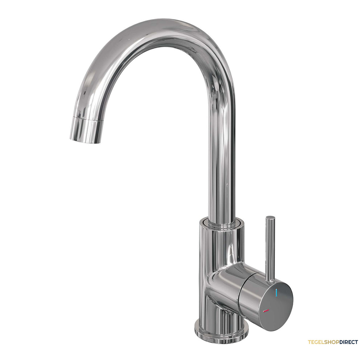 Wastafelmengkraan Brauer Chrome Edition Coldstart Opbouw Hoog Gebogen Ronde Hendel Chroom