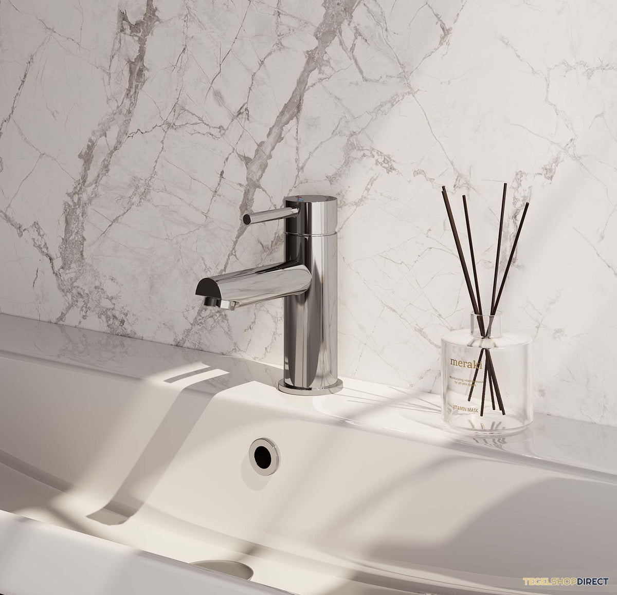 Wastafelmengkraan Brauer Chrome Edition Coldstart Opbouw Laag Ronde Hendel Chroom – afbeelding 2