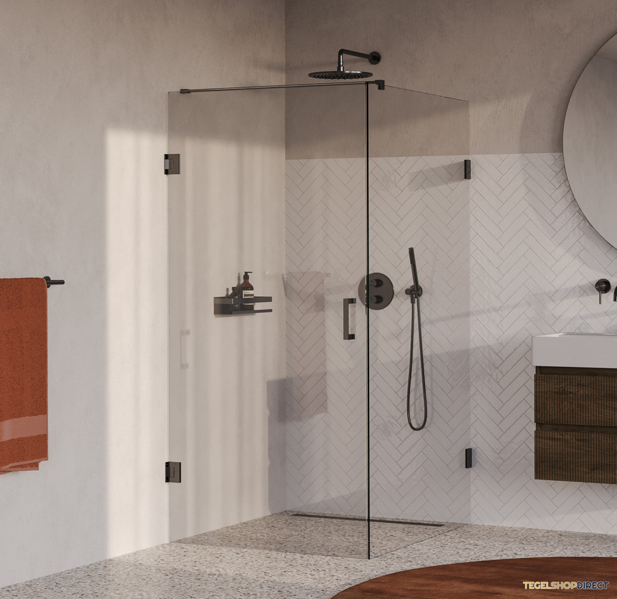 BRAUER Void douchecabine met draaideur helder glas 90x120x200 incl. glascoating PVD gunmetal geborsteld