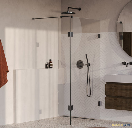 BRAUER Void inloopdouche helder glas 90x200 met 40 zijwand incl. glascoating PVD gunmetal geborsteld