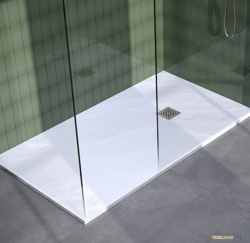 BRAUER Douchebak Asteroid 90x180 incl. antislip en antibacterieel mineraalmarmer mat wit