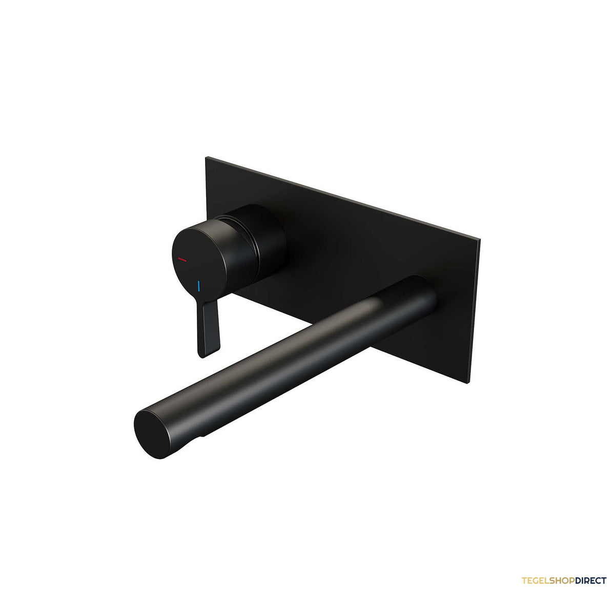 Inbouw Wastafelmengkraan Brauer Black Edition Coldstart Rechte Uitloop Halfronde Hendel Links Mat Zwart Met Afdekplaat