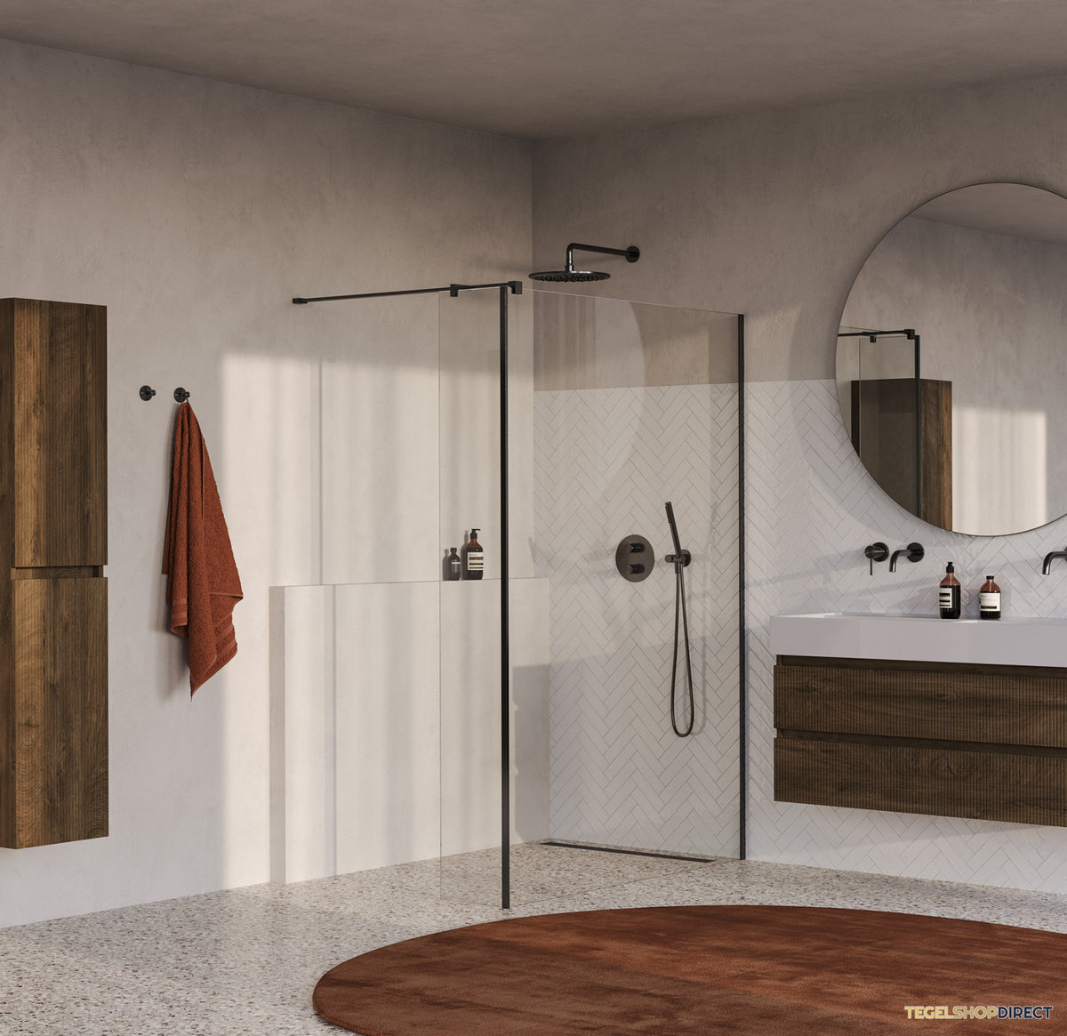 BRAUER Oblivion inloopdouche helder glas 140x200 met zijwand 40 incl. glascoating PVD gunmetal geborsteld – afbeelding 2