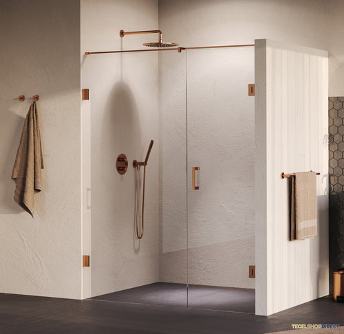 BRAUER Void nisdeur 2-delig helder glas 150x200 omkeerbaar met draaideur 70 aan muur incl. glascoating PVD koper