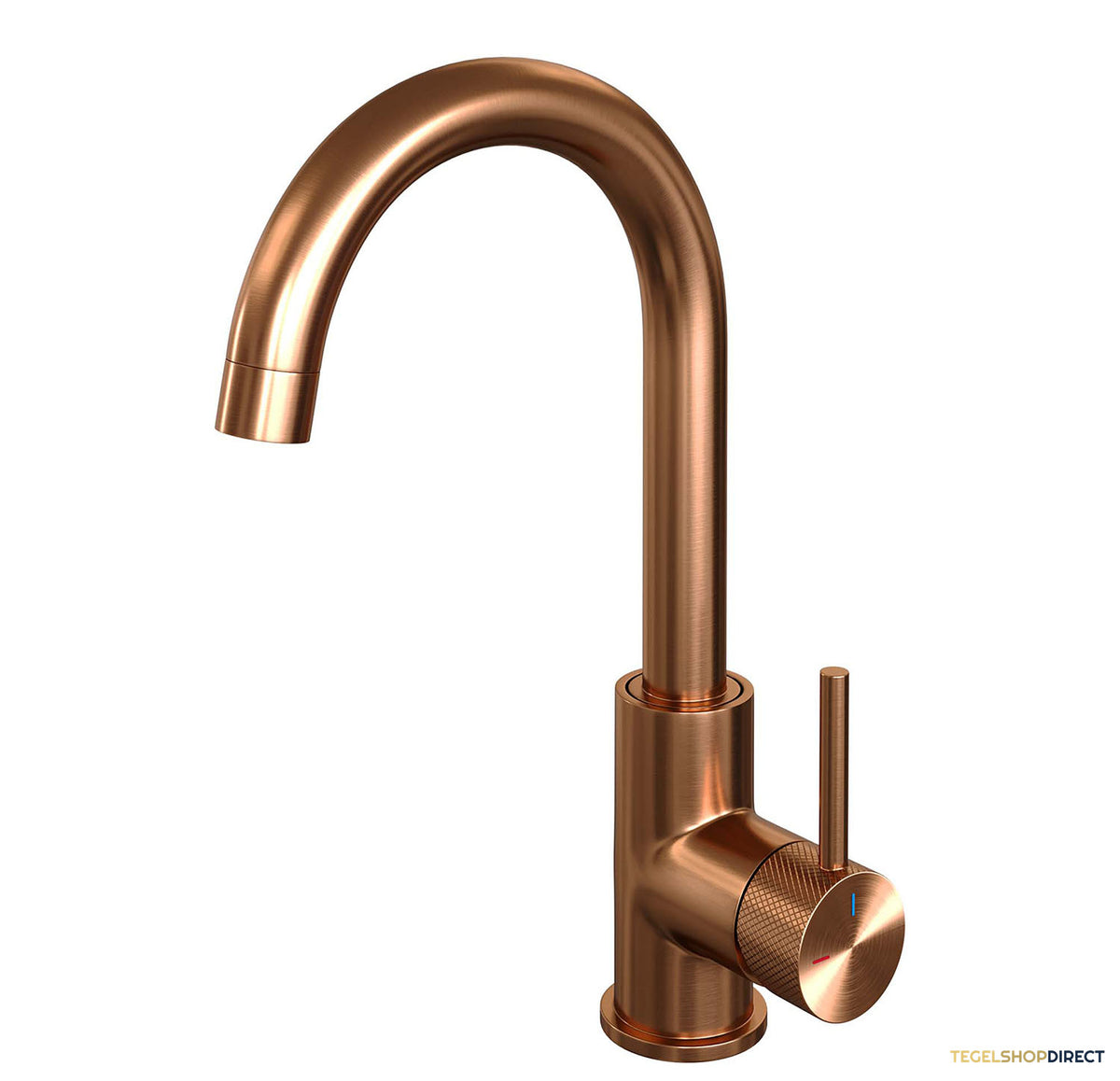 Wastafelmengkraan Brauer Copper Carving Coldstart Opbouw Hoog Gebogen Ronde Hendel Geborsteld Koper PVD PVD