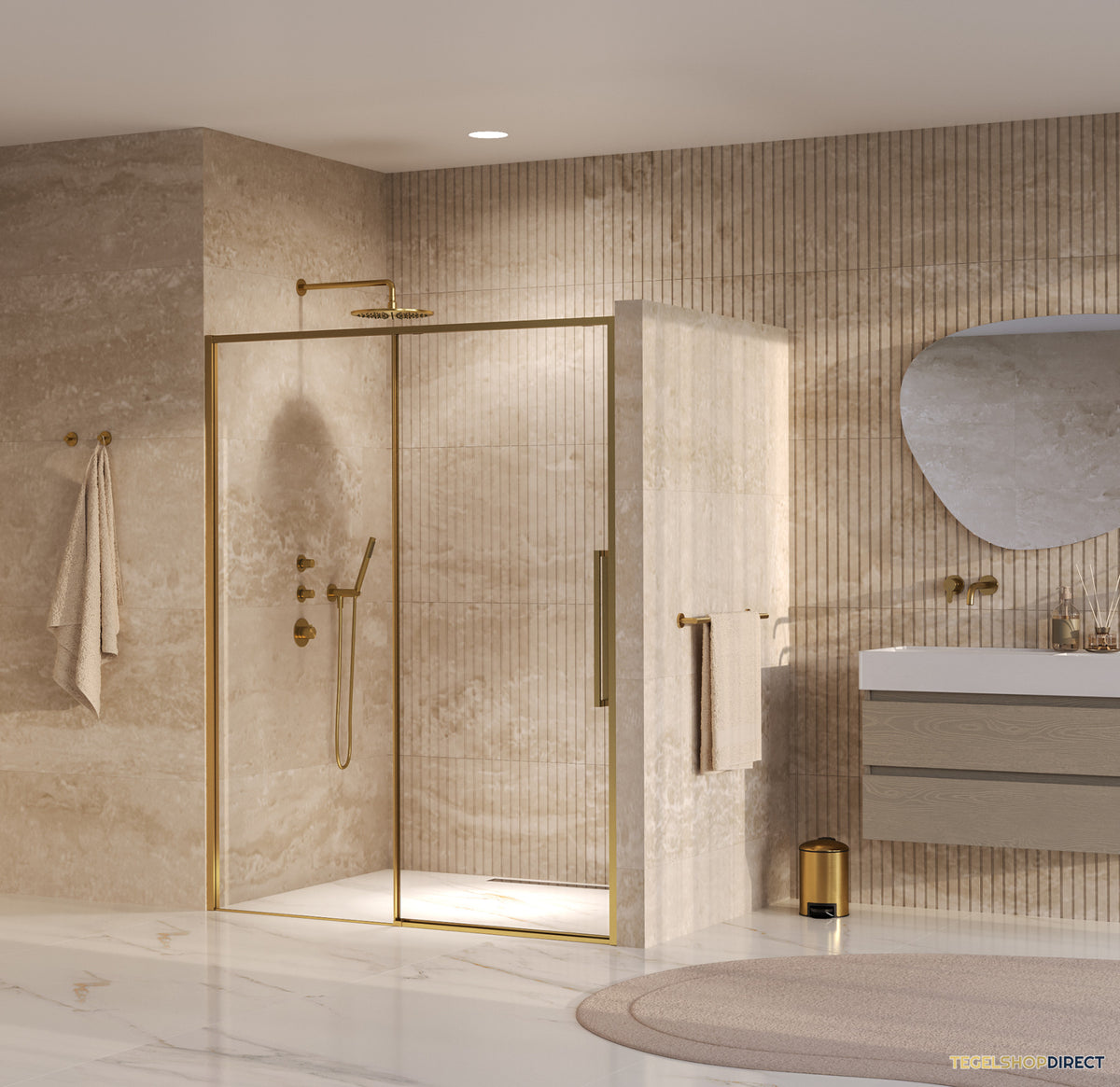 BRAUER Galactic Nisdeur 2-Delig Schuif 160x200 Omkeerbaar Helder Glas Incl. Glascoating PVD Goud Geborsteld – afbeelding 2
