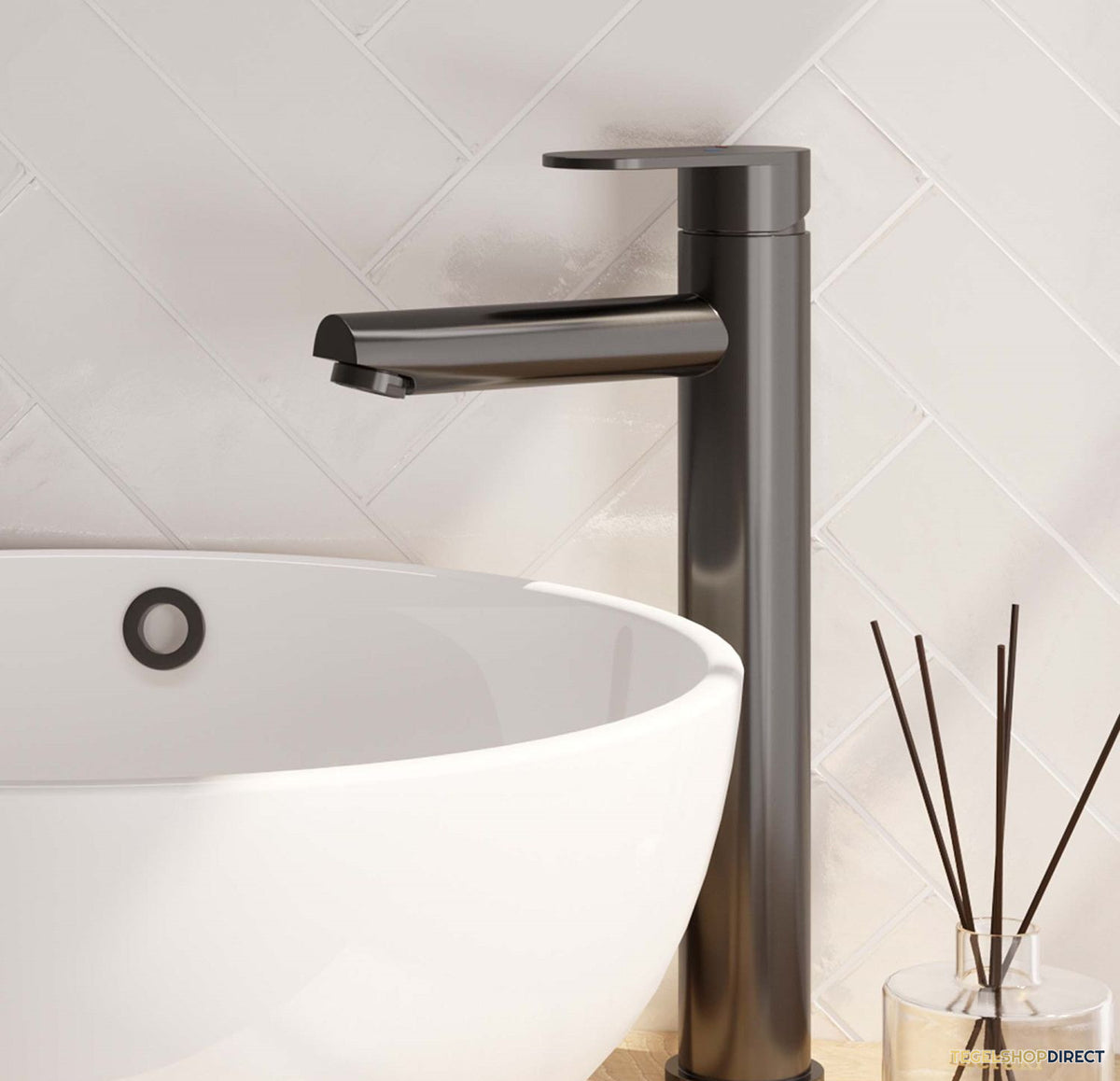 Wastafelmengkraan Brauer Gunmetal Edition Coldstart Opbouw Hoog Platte Hendel Geborsteld Gunmetal PVD – afbeelding 3