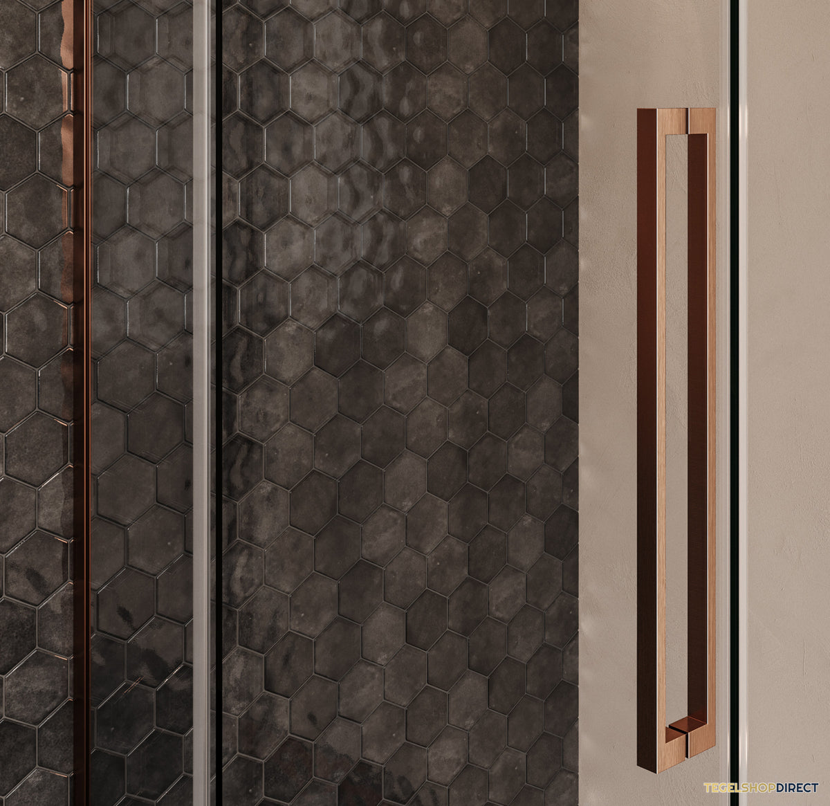 BRAUER Stellar douchecabine met draaideur helder glas 140x80x200 omkeerbaar incl. glascoating PVD koper geborsteld – afbeelding 6