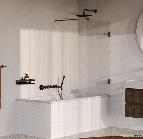 BRAUER Void Badwand 80x140 Helder Glas Incl. Glascoating PVD Gunmetal Geborsteld