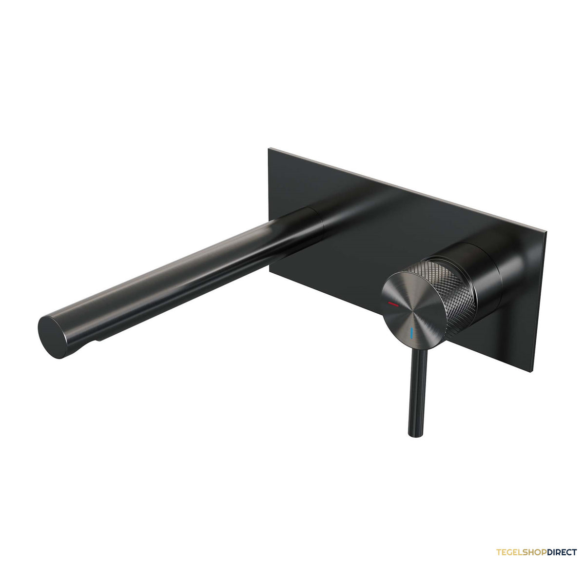 Inbouw Wastafelmengkraan Brauer Gunmetal Carving Coldstart Rechte Uitloop Ronde Hendel Rechts Geborsteld Gunmetal Met Afdekplaat