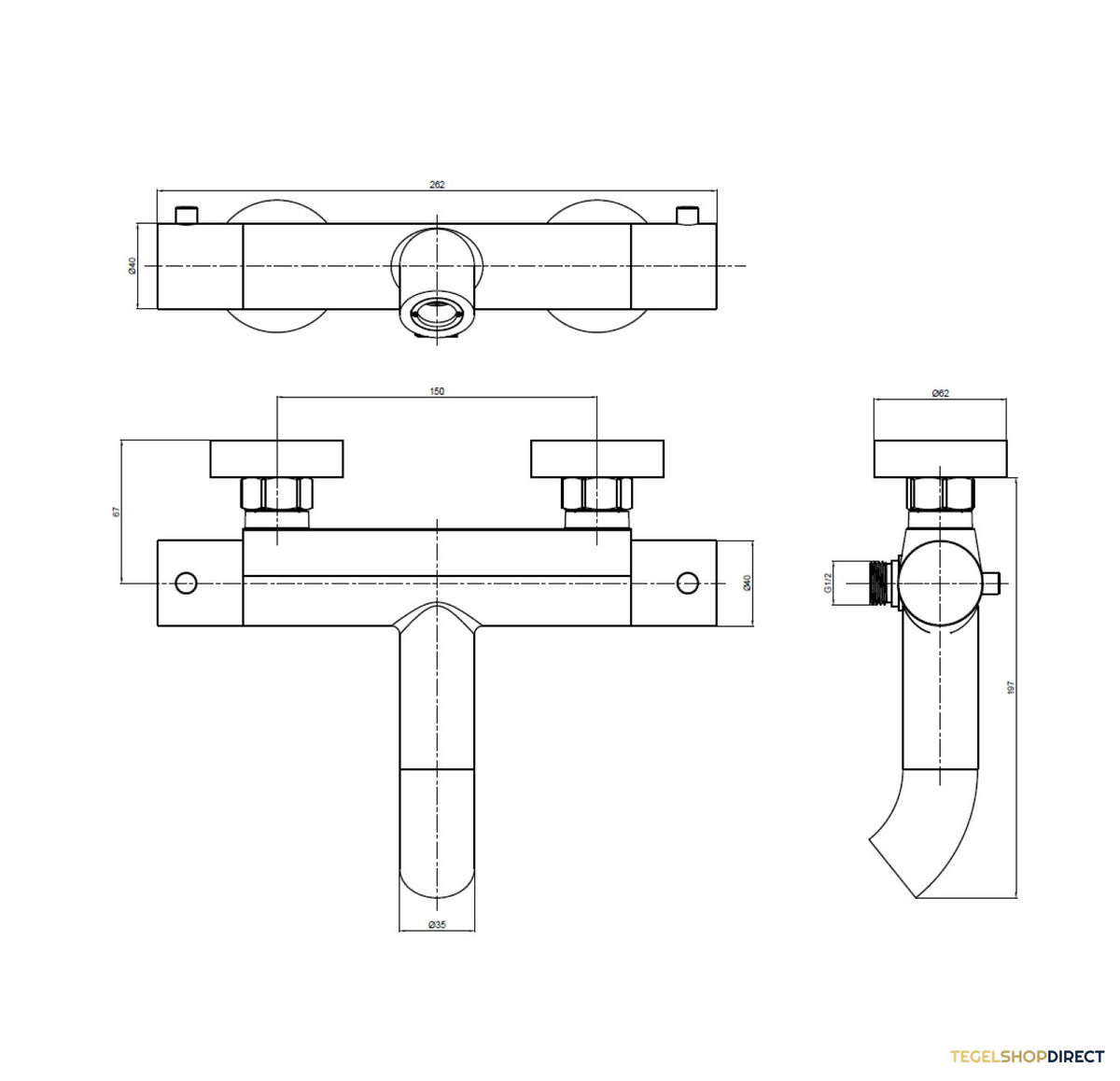 Bad- en Douchekraan Brauer Copper Opbouw Thermostatisch Koper – afbeelding 3