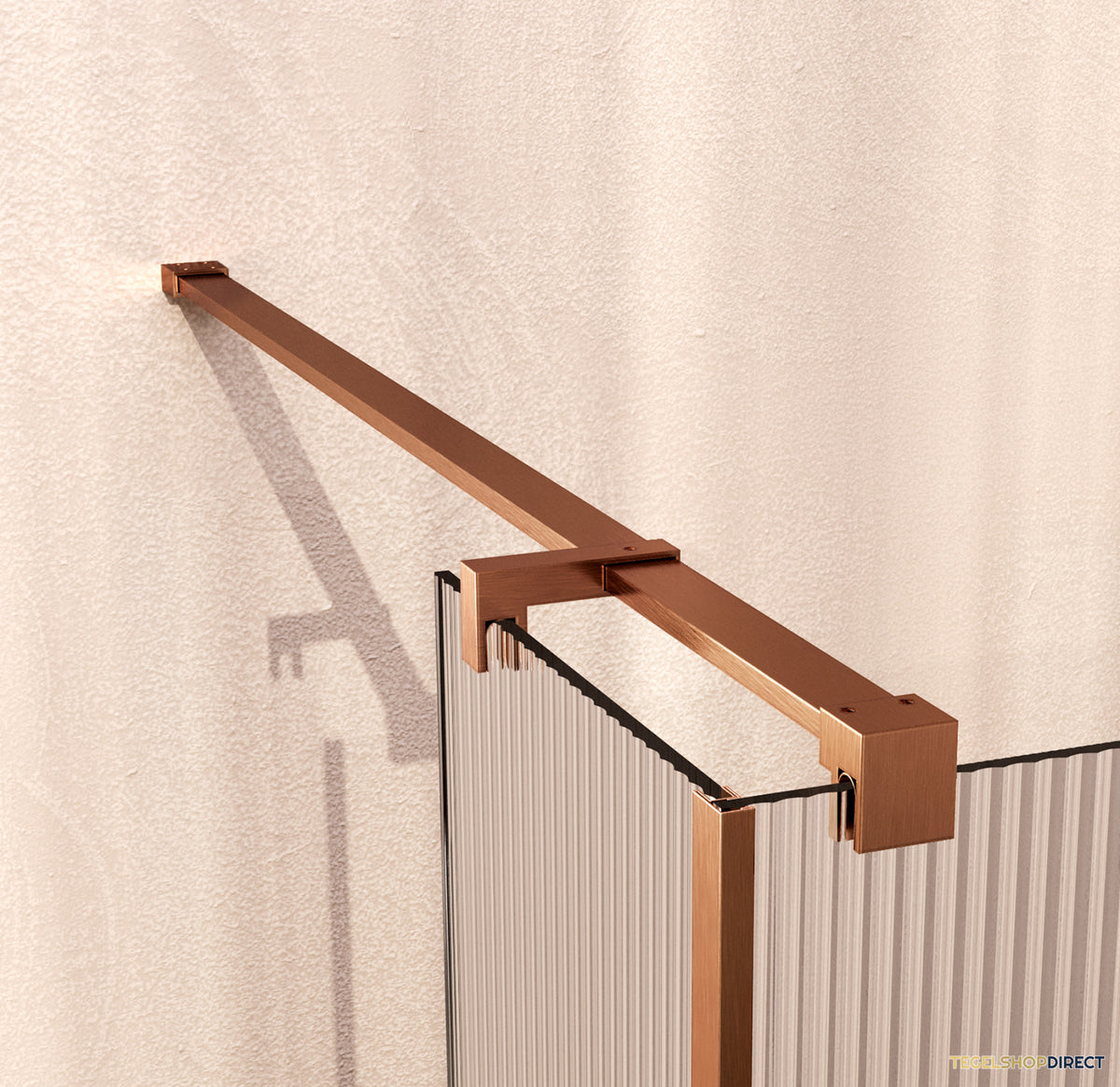 BRAUER Oblivion Flow inloopdouche helder ribbelglas 90x200 met zijwand 30 incl. glascoating Geborsteld Koper PVD – afbeelding 4