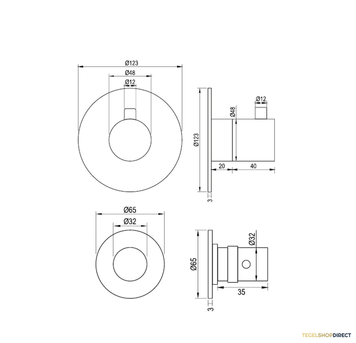 Regendoucheset Inbouw Brauer Gold Edition Thermostatisch 20cm met Wandarm, Glijstang en Handdouche 3-Standen Losse Stopkranen Geborsteld Goud – afbeelding 10