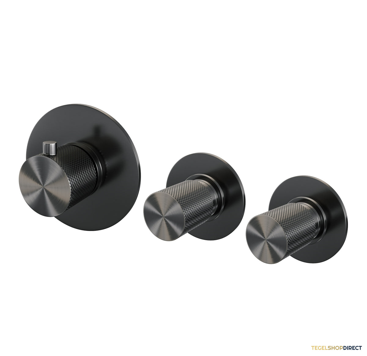 Inbouwthermostaatset Brauer Gunmetal Carving Incl 3 Standen Handdouche En Badafvoer Gunmetal – afbeelding 3