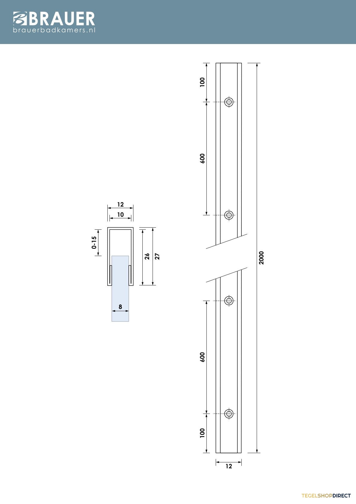 BRAUER Muurprofiel PVD gunmetal geborsteld – afbeelding 3