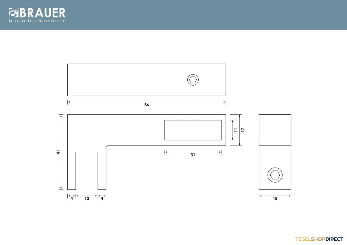 BRAUER T-koppelstuk chroom – afbeelding 3