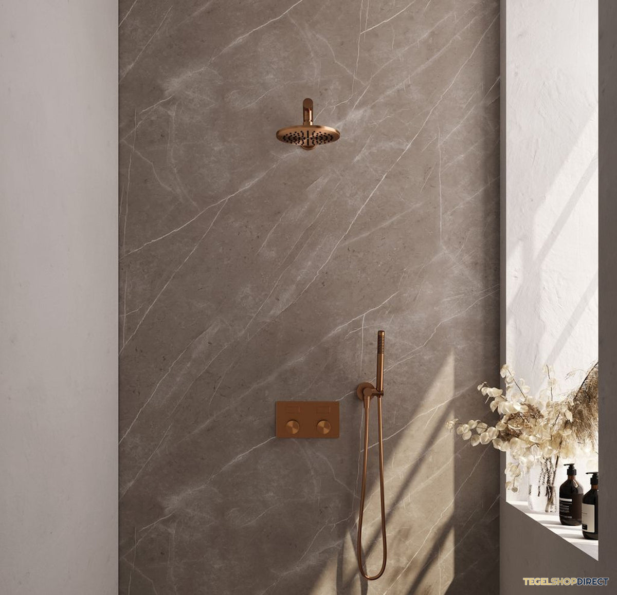 Thermostatische Inbouwdoucheset Brauer Carving Recht Met Drukknoppen Koper (Alle Opties)