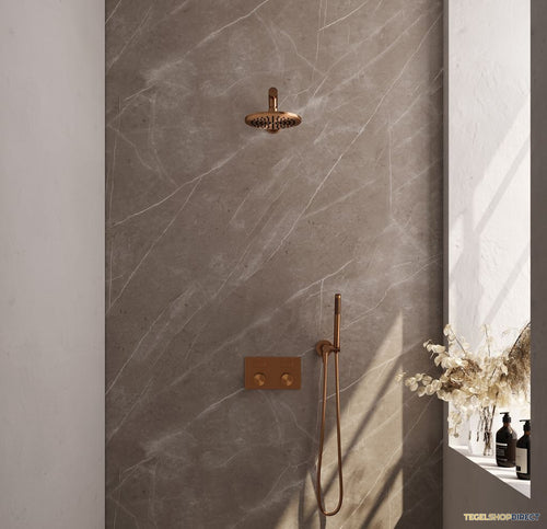 Thermostatische Inbouwdoucheset Brauer Carving Recht Met Drukknoppen Koper (Alle Opties)