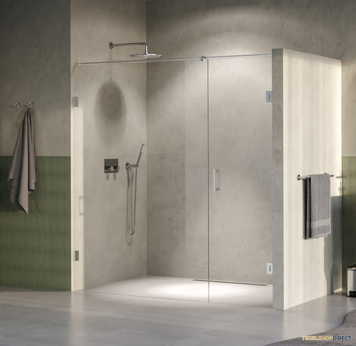 BRAUER Void nisdeur 2-delig helder glas 190x200 omkeerbaar met draaideur 70 aan muur incl. glascoating PVD RVS-kleurig