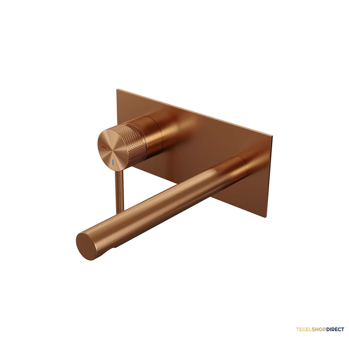 Inbouw Wastafelmengkraan Brauer Copper Carving Coldstart Rechte Uitloop Ronde Hendel Links Geborsteld Koper PVD Met Afdekplaat