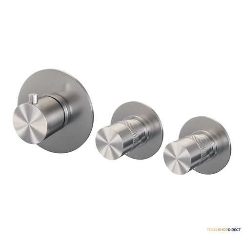 Inbouwthermostaat Brauer Brushed Edition en 2 Stopkranen Met in- en Afbouwdelen Geborsteld RVS