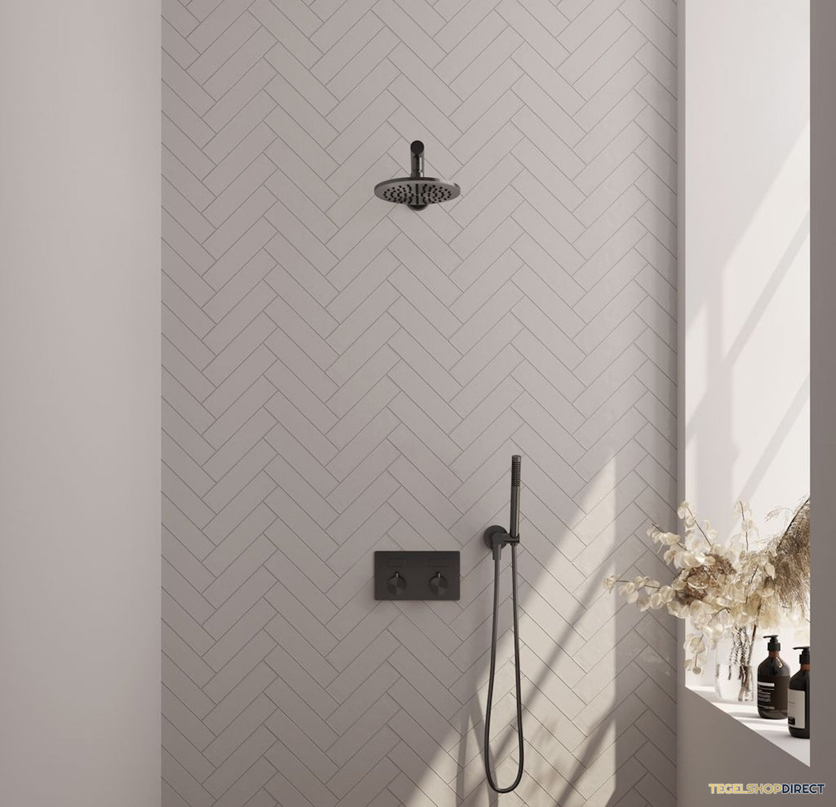 Thermostatische Inbouwdoucheset Brauer Gunmetal Edition Recht Met Drukknoppen (Alle Opties)
