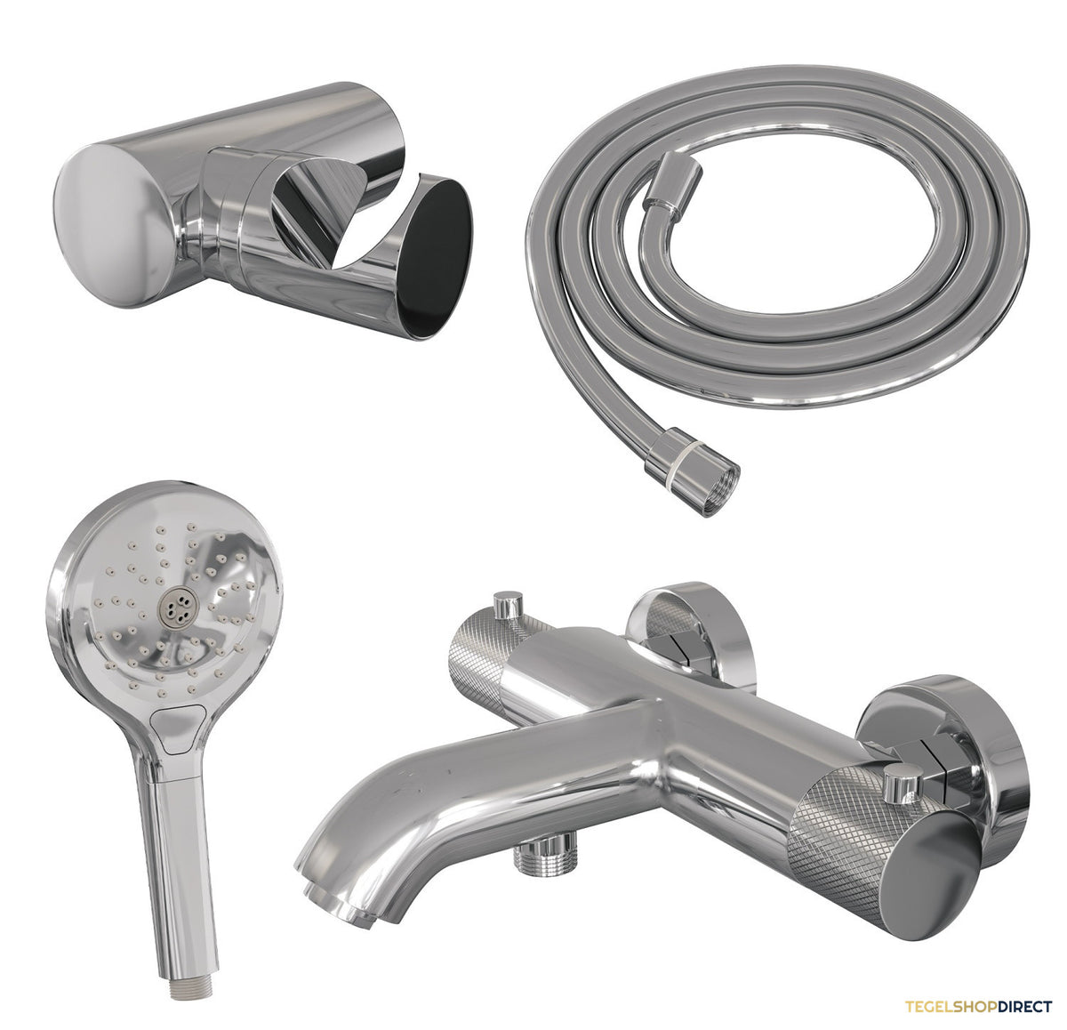 Opbouwset Bad- en Douchekraan Brauer Chrome Carving Thermostatisch Met Wandhouder En Handdouche 3 Standen Chroom OUTLET – afbeelding 5