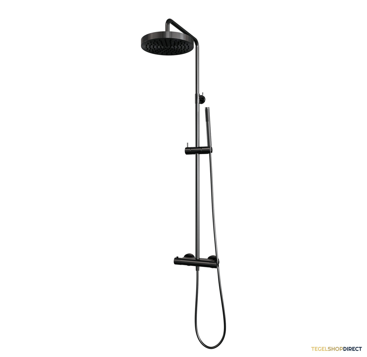 Brauer Stripe opbouw thermostatische regendouche SET 01 met 25 cm hoofddouche en staaf handdouche en doucheslang gunmetal geborsteld PVD – afbeelding 3