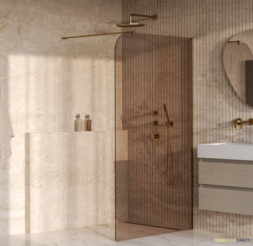 BRAUER Orion inloopdouche brons glas 120x200 incl. glascoating Geborsteld Goud PVD
