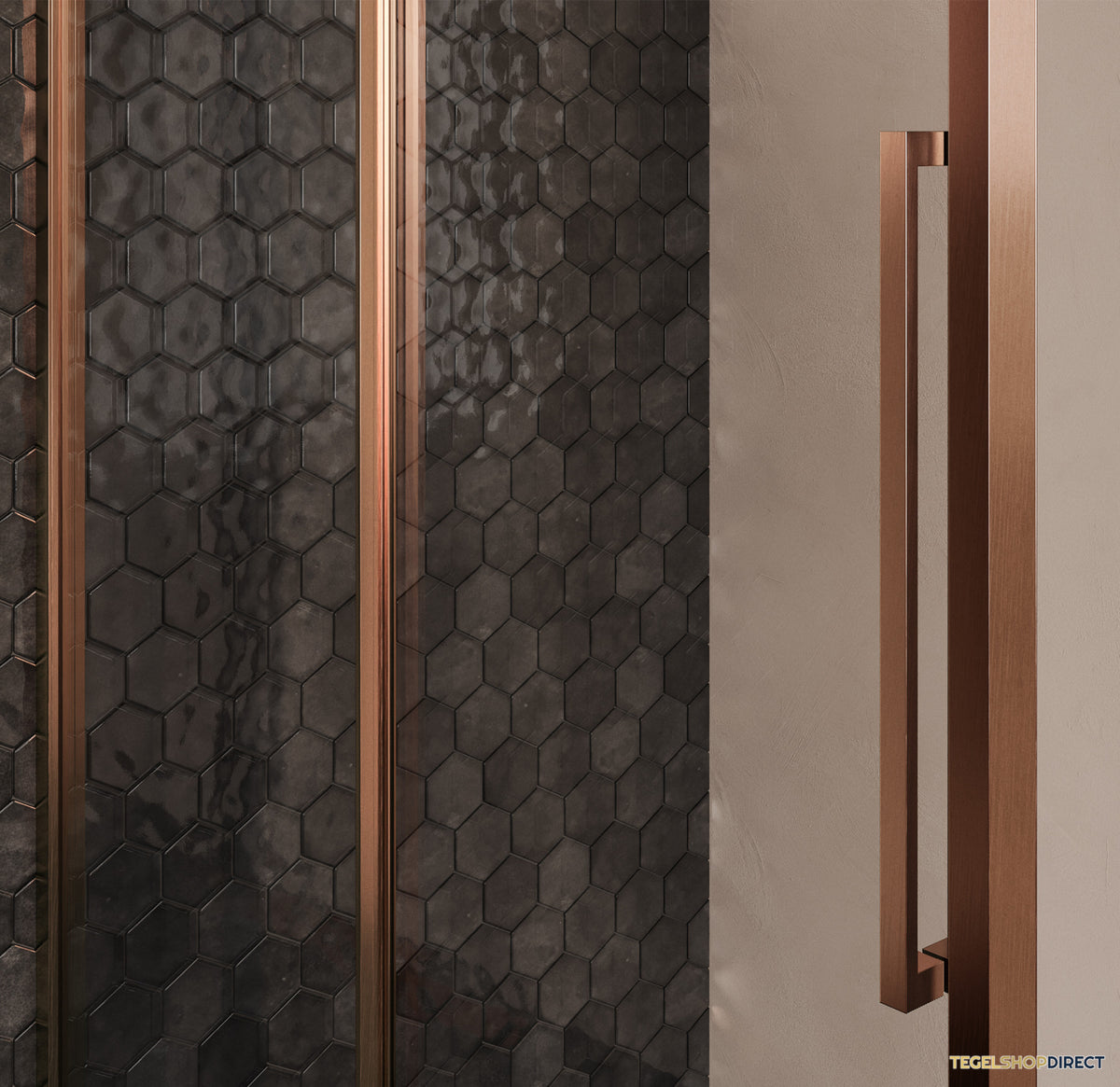 BRAUER Galactic Douchecabine Met Schuifdeur 160x90x200 Omkeerbaar Helder Glas Incl. Glascoating PVD Koper Geborsteld – afbeelding 4