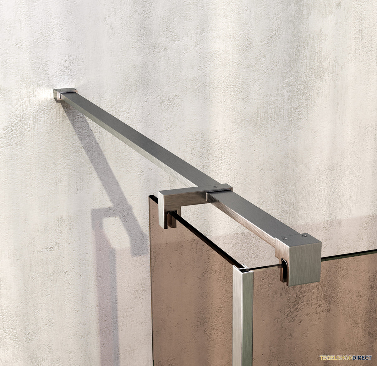 BRAUER Oblivion inloopdouche brons glas 100x200 met zijwand 30 incl. glascoating PVD RVS-kleurig geborsteld – afbeelding 4