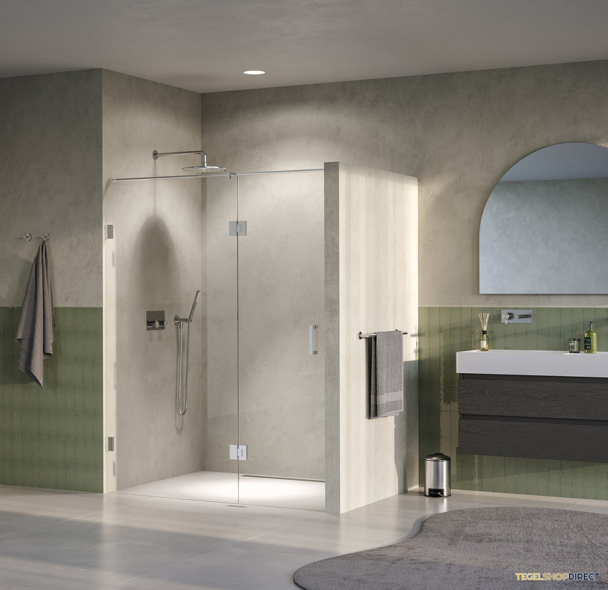 BRAUER Void nisdeur 2-delig helder glas 160x200 omkeerbaar met draaideur 70 aan glas incl. glascoating PVD RVS-kleurig – afbeelding 2