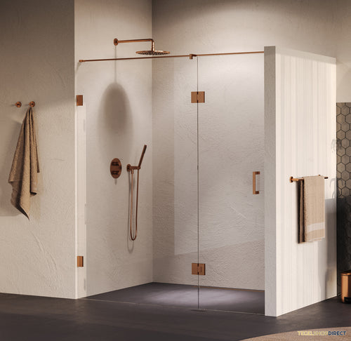 BRAUER Void nisdeur 2-delig helder glas 170x200 omkeerbaar met draaideur 70 aan glas incl. glascoating PVD koper