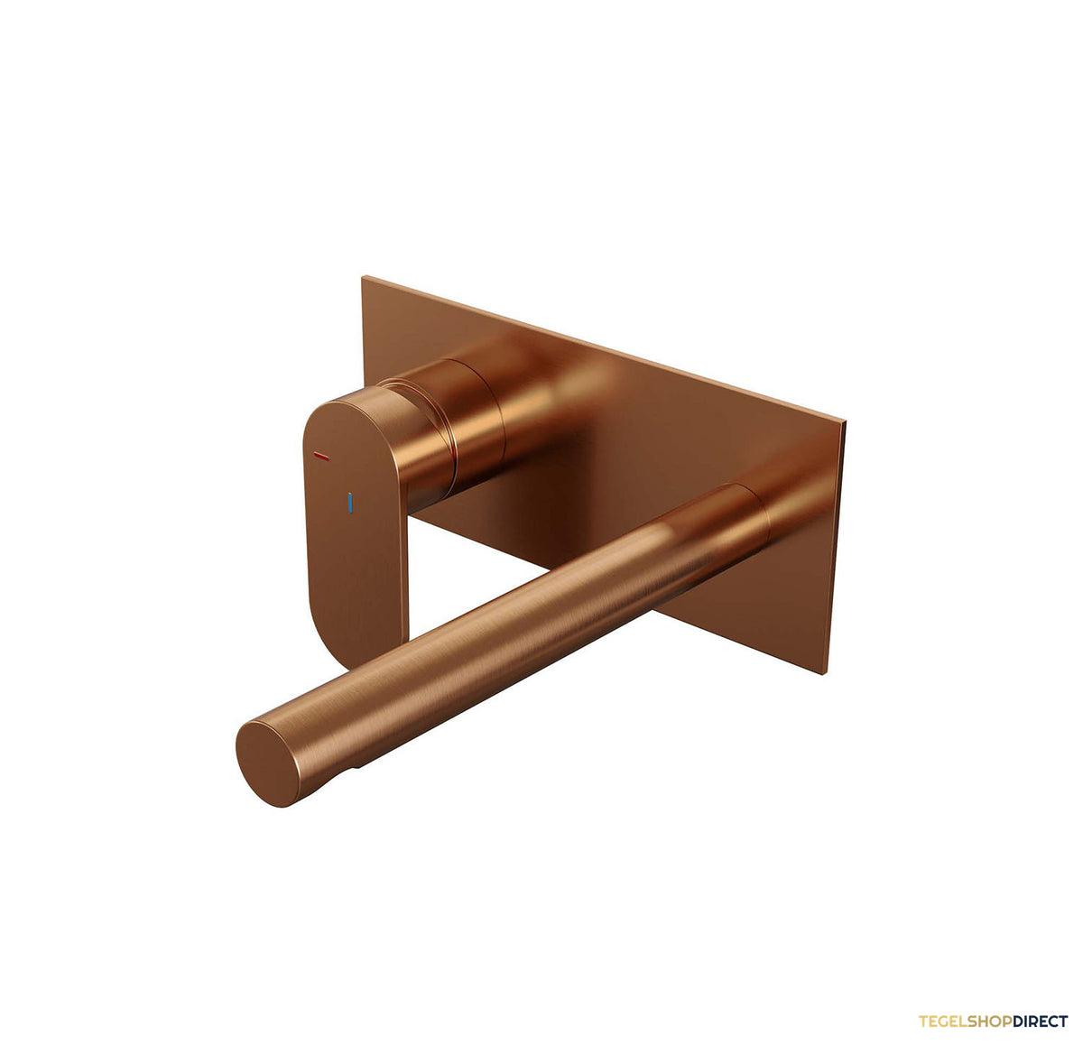 Inbouw Wastafelmengkraan Brauer Copper Edition Coldstart Rechte Uitloop Platte Hendel Links Geborsteld Koper PVD Met Afdekplaat