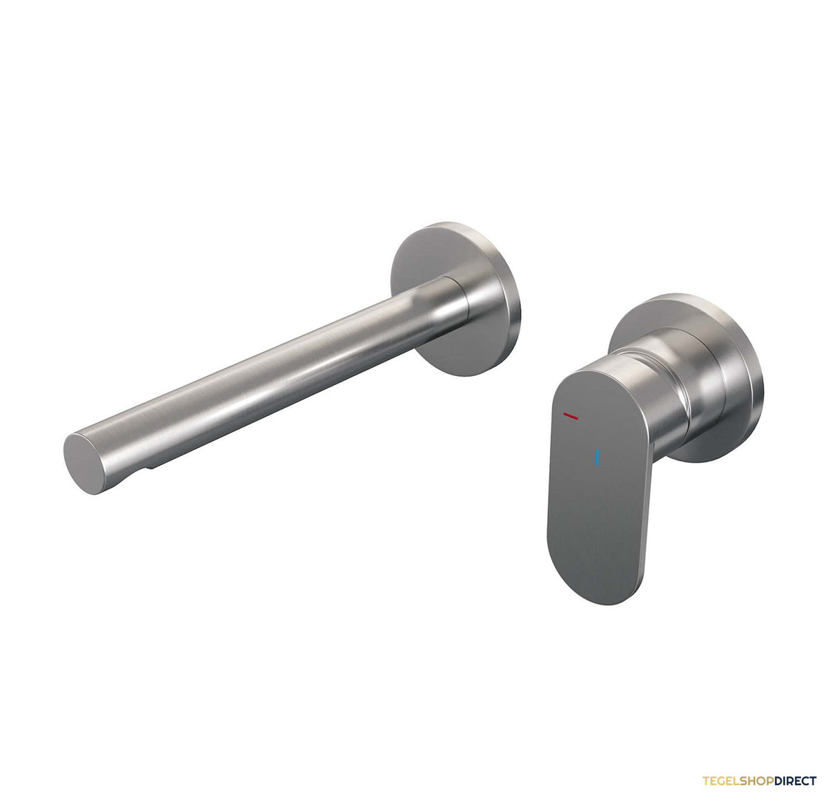 Inbouw Wastafelmengkraan Brauer Brushed Edition Coldstart Rechte Uitloop Platte Hendel Rechts Geborsteld RVS PVD Met Rozetten
