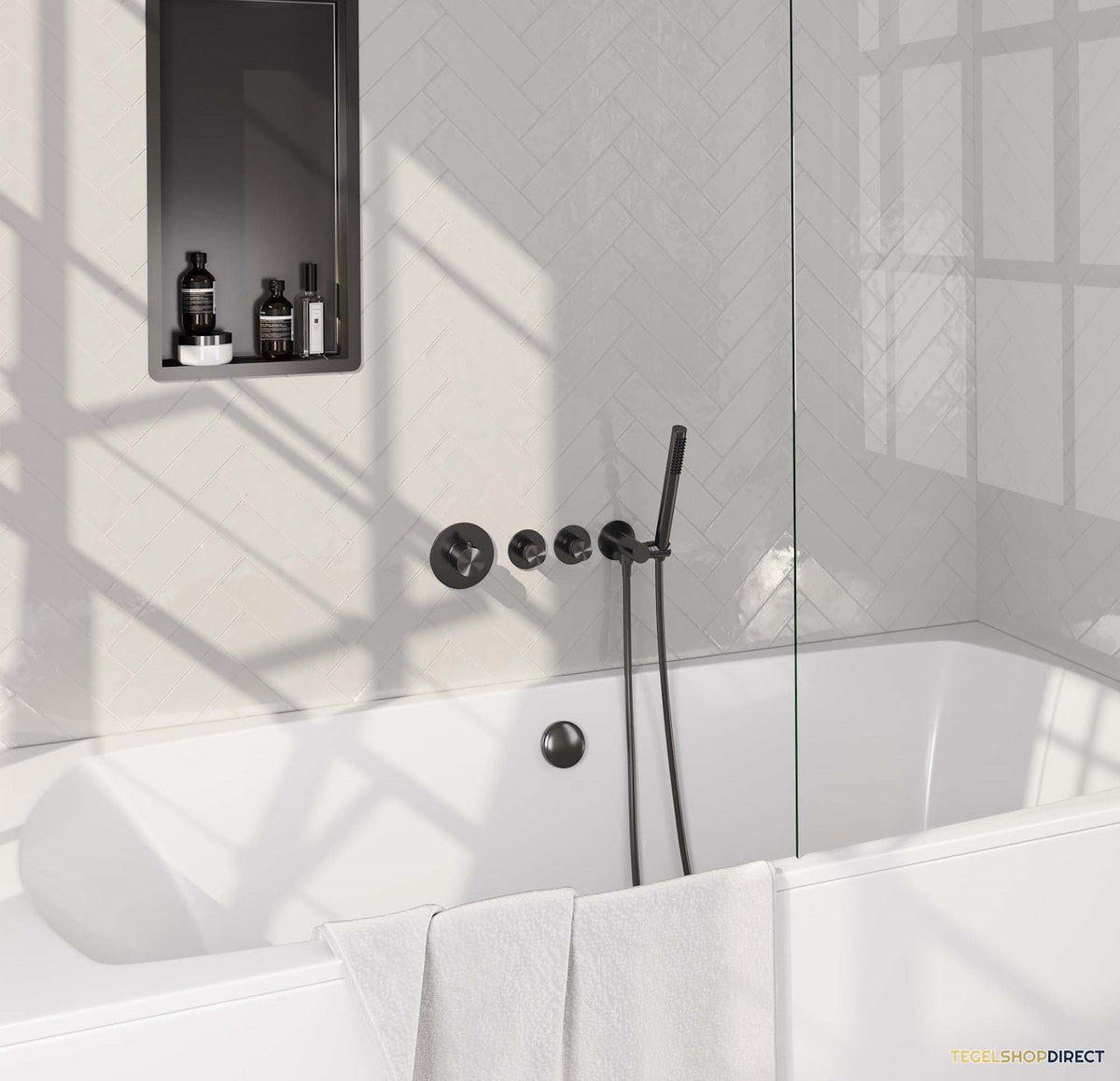 Inbouwthermostaat set Brauer Gunmetal Edition Incl Badafvoer Geborsteld Gunmetal (Keuze Handdouche)