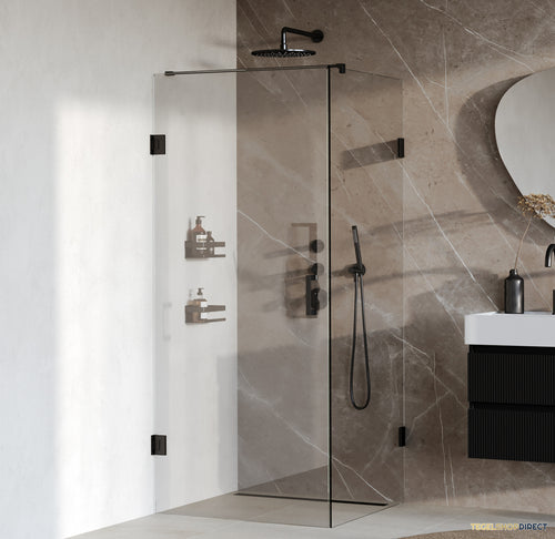 BRAUER Void douchecabine met draaideur helder glas 90x90x200 incl. glascoating mat zwart
