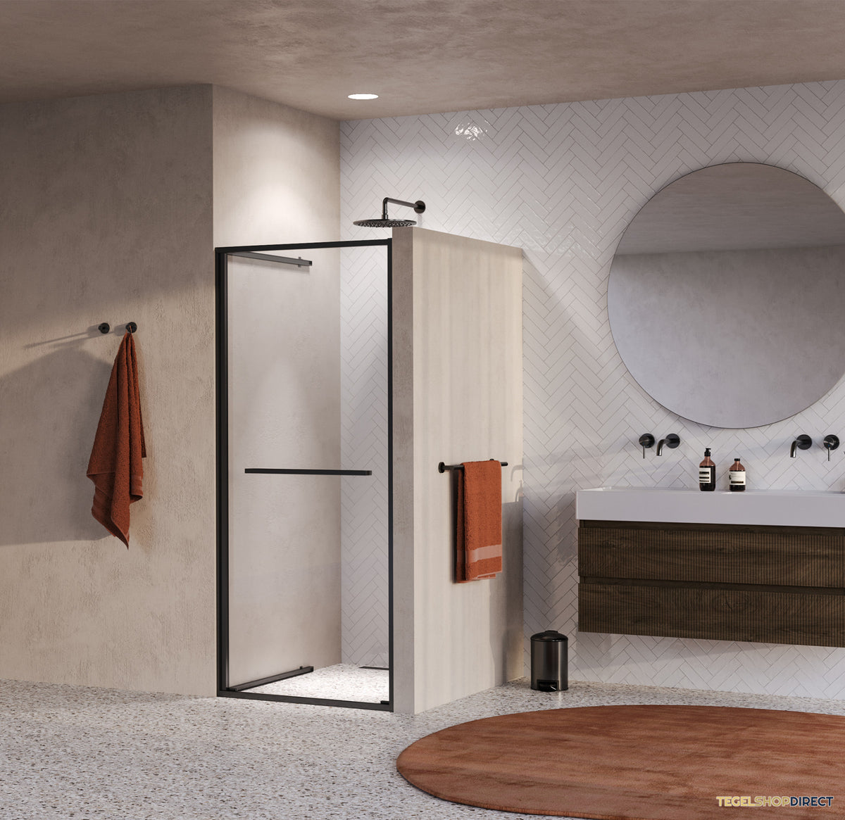 BRAUER Luminis Nisdeur Naar Binnen Draaiend 90x200 Omkeerbaar Helder Glas Incl. Glascoating PVD Gunmetal Geborsteld – afbeelding 2