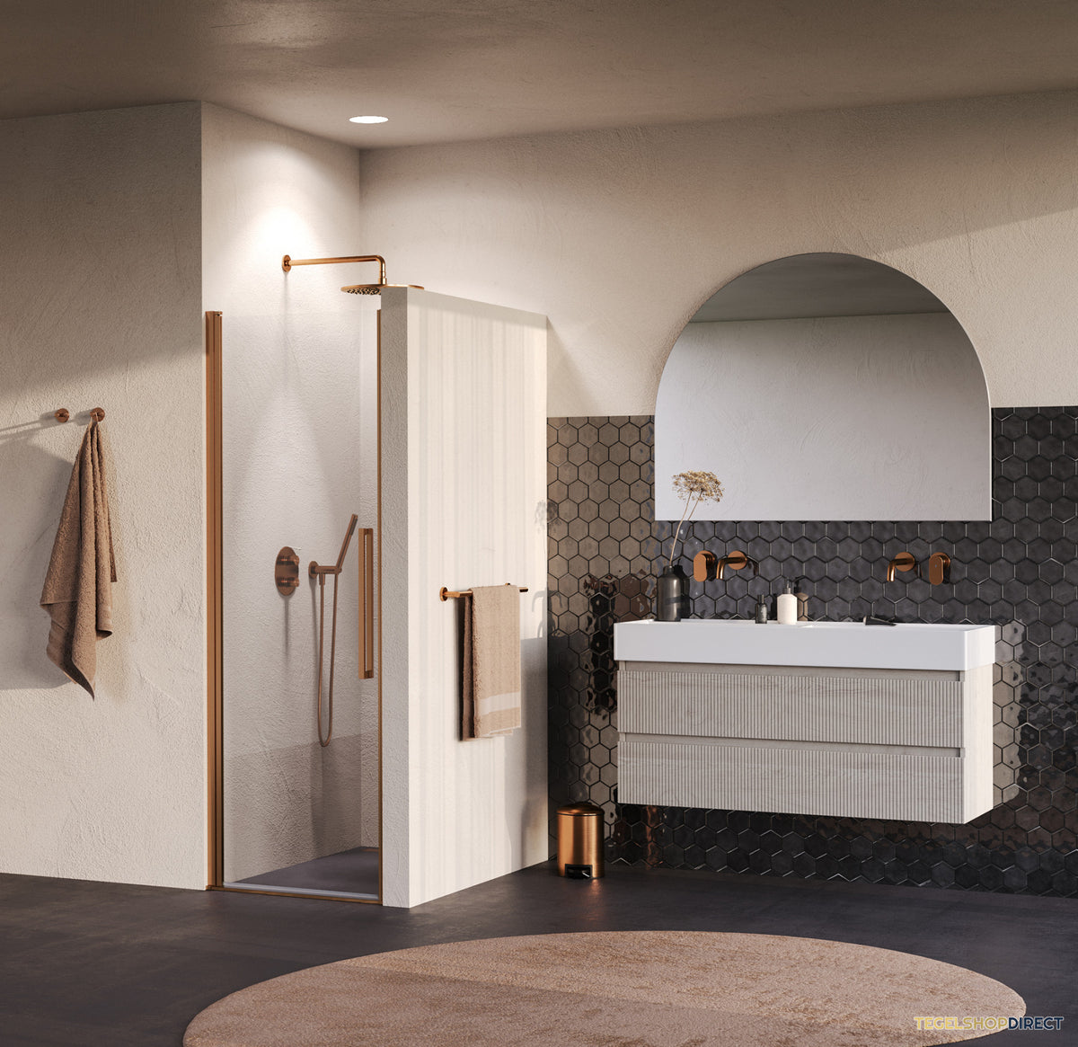 BRAUER Cosmic Nisdeur Draaiend 80x200 Omkeerbaar Helder Glas Incl. Glascoating PVD Koper Geborsteld – afbeelding 2