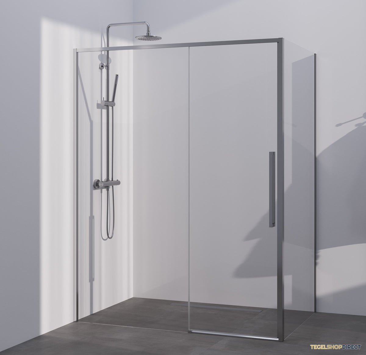 BRAUER Season douchecabine model B met schuifdeur helder glas 140x100x200 omkeerbaar incl. glascoating Season-RVS-kleurig
